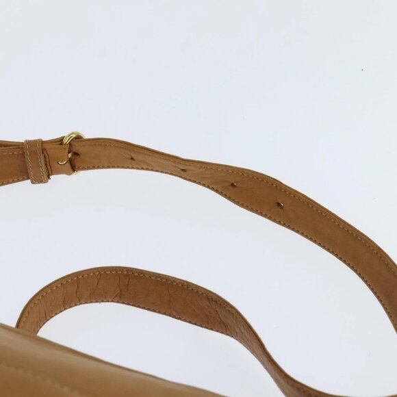 LOEWE Anagram Shoulder Bag Leather Brown Gold Auth - Picture 9 of 16